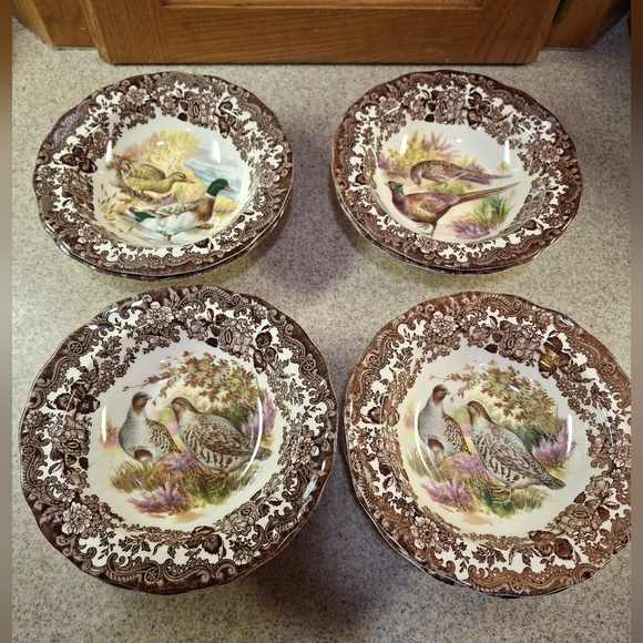 Royal Worcester Palissy Game Series Wide Rim Sm Bowls 6.5" Set Of 8 Vntg - Picture 1 of 8